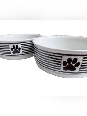 Bone Dry Paw & Patch Ceramic 2 Bowls For Water and/or Food